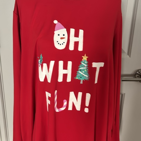 Family- Pajamas Red Top Oh What Fun! Final Sale - Picture 3 of 7